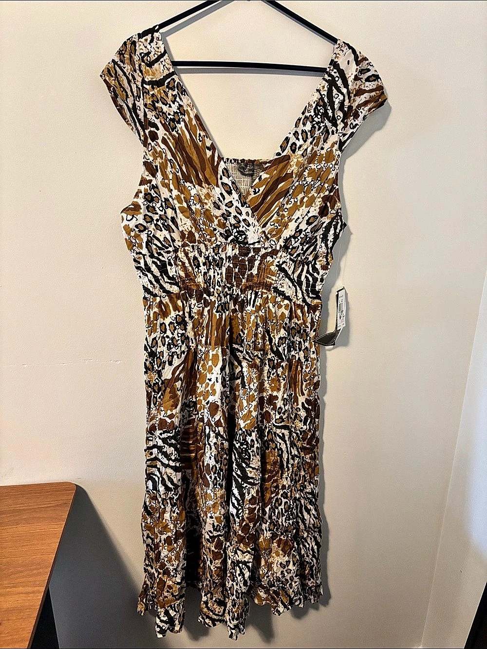 Jane Ashley Animal Print Mini Dress in Brown & White Size 2X NWT